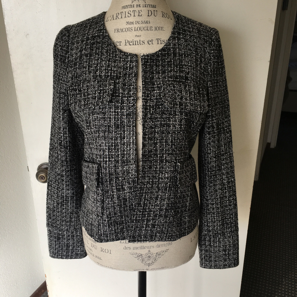 Pleione Black and White Tweed Jacket